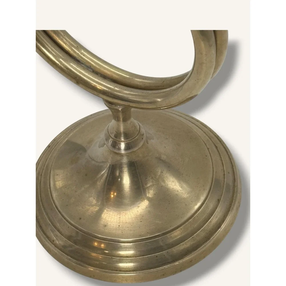 Rare and unique Vintage Brass Double French Horn Candlestick Holder with Patina